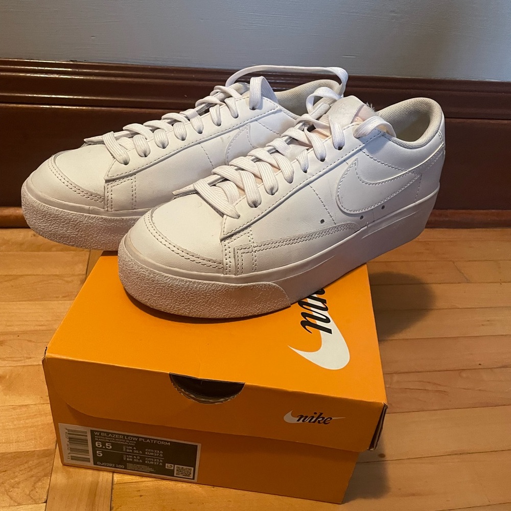 Nike Blazer Low Platform White. W Size 6.5. Pristine condition. Worn only once.